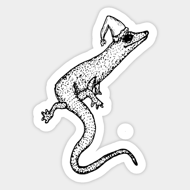 Black and White Christmas Salamander Sticker by Minervalus-Art